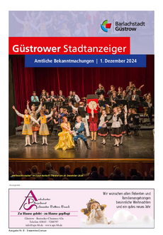 Güstrower Stadtanzeiger, Ausgabe Dezember 2024/Januar 2025 - PDF (4,3 MB)