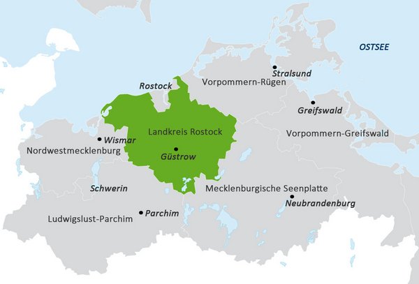 Lage der Barlachstadt Güstrow in Mecklenburg-Vorpommern